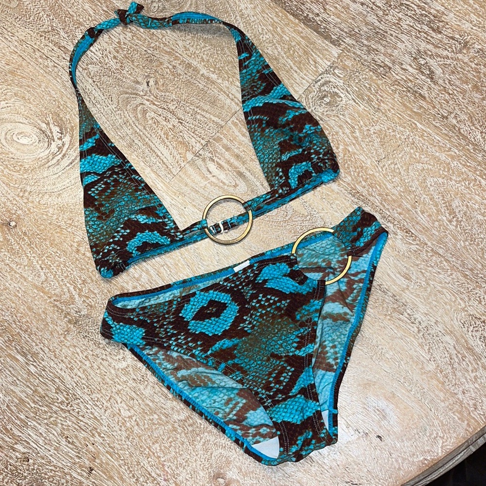 Aguaclara Peruvian Brand Animal Print Bikini Snake Snakeskin Swimsuit